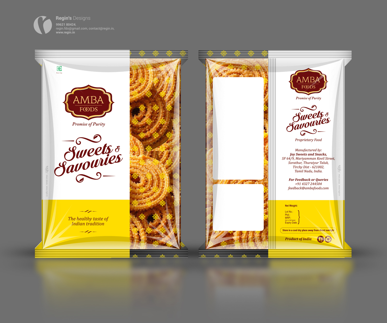 Amba Foods Sweets And Savouries Packaging Design