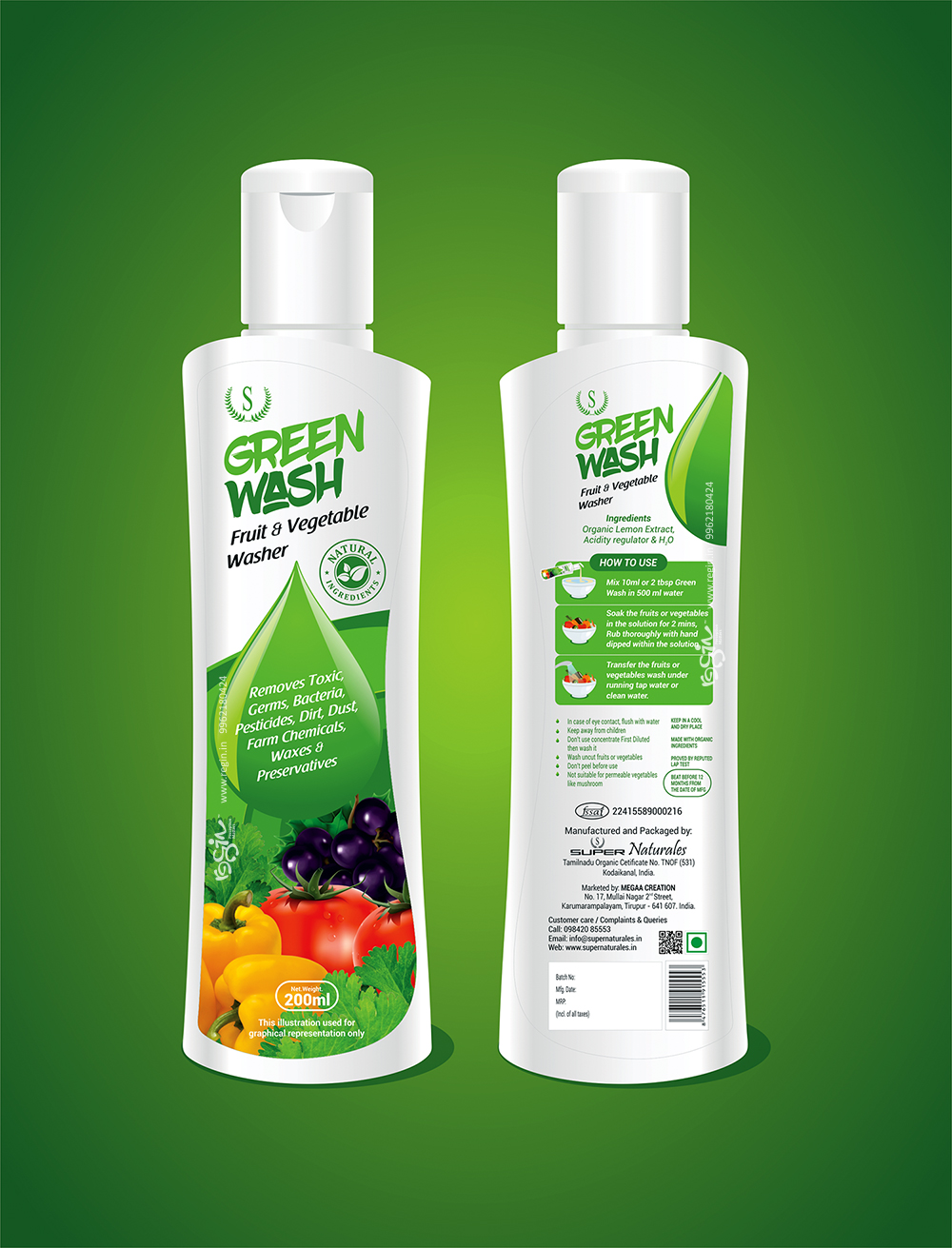 Super Naturals - Green Wash (Fruits And Vegetable Washer,