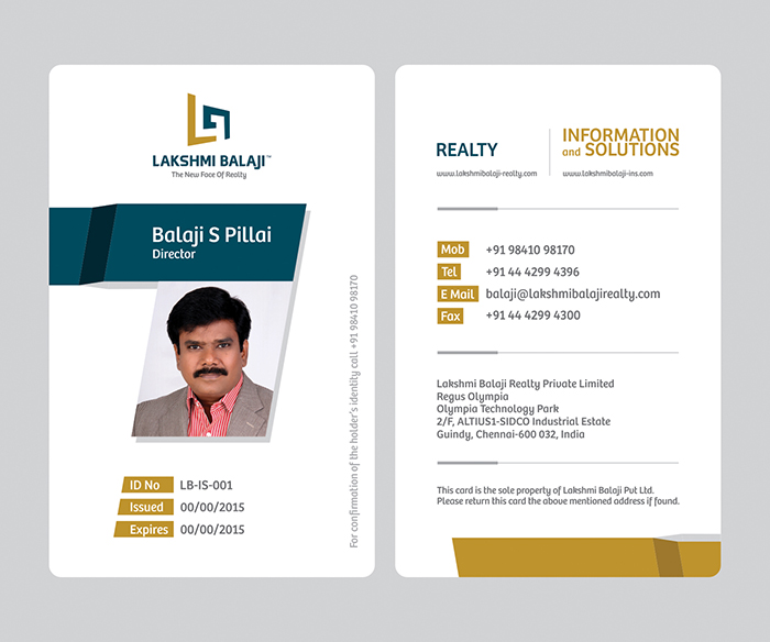 Lakshmi Balaji Company ID Card And Visiting Card Design