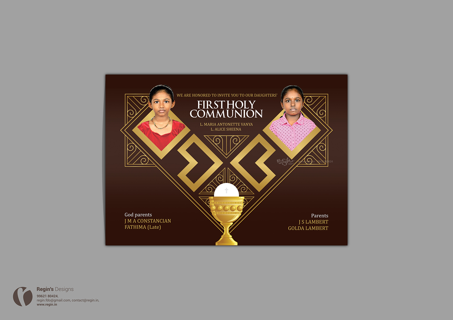Vanya & Sheena First Holy Communion Invitation design